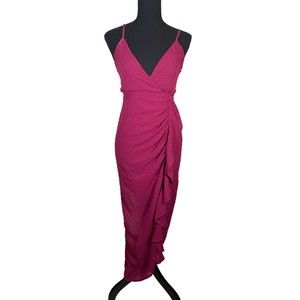 Lulus Ruffle Maxi Dress Women's Small Burgundy Pullover V-Neck Sleeveless Prom‎